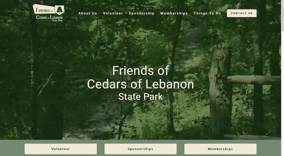 Home page of Friends of Cedars of Lebanon website.